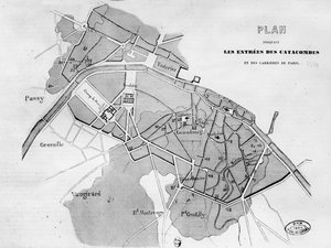 Plano de las Entradas a las Catacumbas y las Canteras en París, 1844 de French School